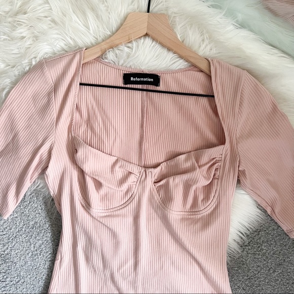 Reformation Pink Corset Cut Top size medium - Picture 4 of 6